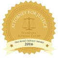 Attorney for justice Tennessee Supreme Court pro bono service award 2016
